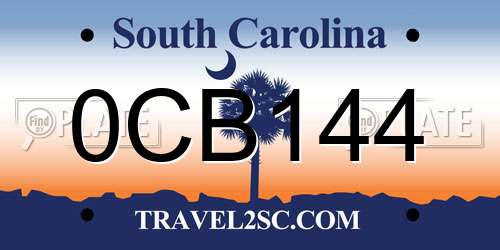 0CB144 South Carolina License Plate