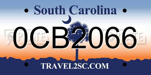 0CB2066 South Carolina License Plate