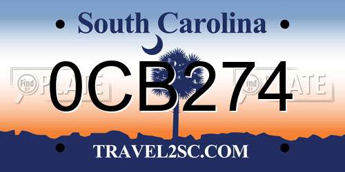 0CB274 South Carolina License Plate