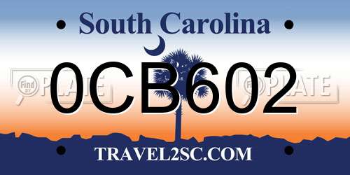 0CB602 South Carolina License Plate