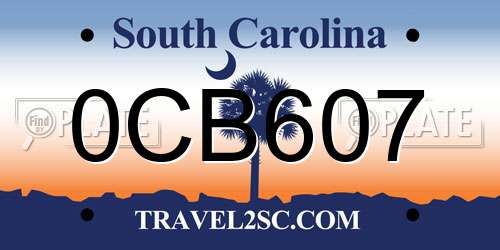 0CB607 South Carolina License Plate