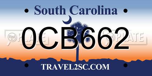 0CB662 South Carolina License Plate