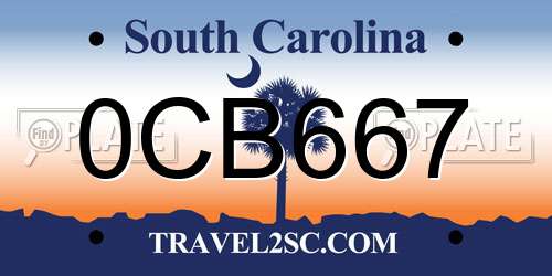 0CB667 South Carolina License Plate