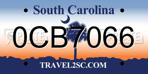 0CB7066 South Carolina License Plate