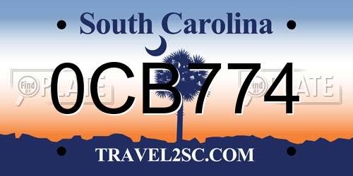 0CB774 South Carolina License Plate