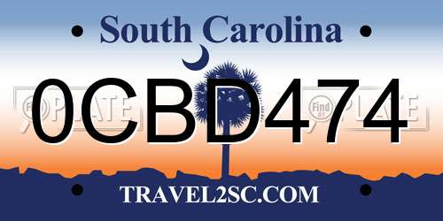 0CBD474 South Carolina License Plate
