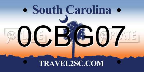 0CBG07 South Carolina License Plate