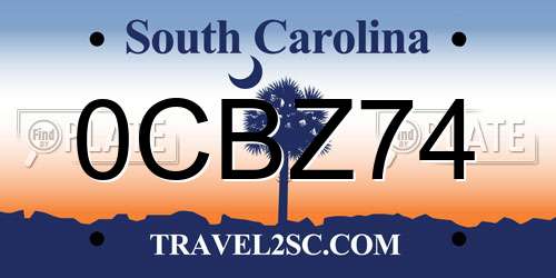 0CBZ74 South Carolina License Plate