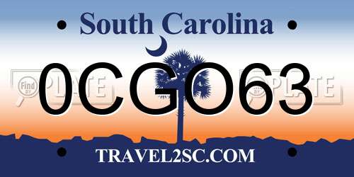0CGO63 South Carolina License Plate
