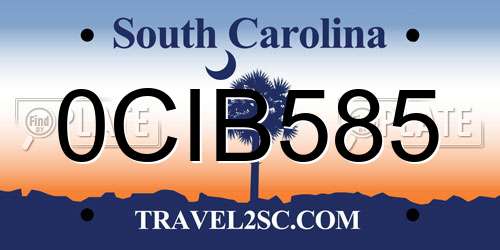 0CIB585 South Carolina License Plate