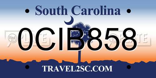 0CIB858 South Carolina License Plate
