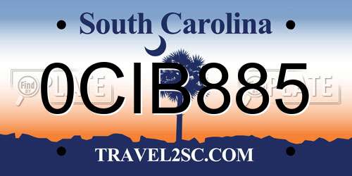 0CIB885 South Carolina License Plate