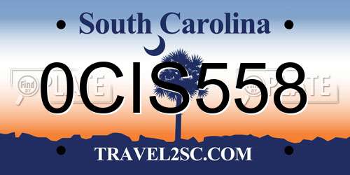 0CIS558 South Carolina License Plate