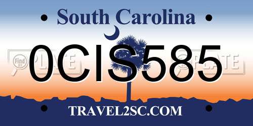 0CIS585 South Carolina License Plate