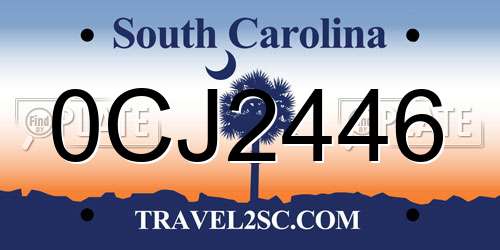 0CJ2446 South Carolina License Plate
