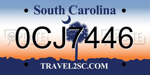 0CJ7446 South Carolina License Plate