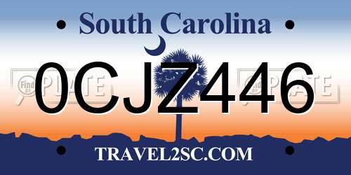 0CJZ446 South Carolina License Plate