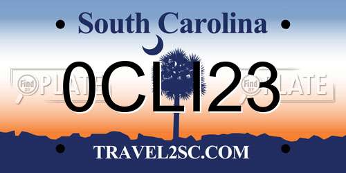 0CLI23 South Carolina License Plate