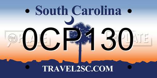 0CP130 South Carolina License Plate