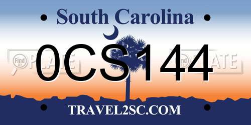0CS144 South Carolina License Plate