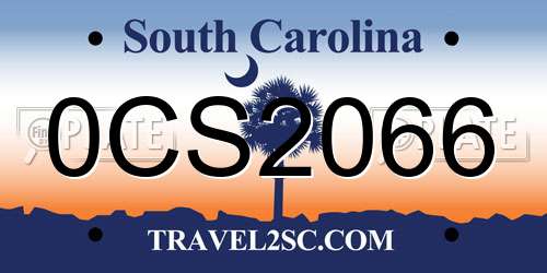 0CS2066 South Carolina License Plate