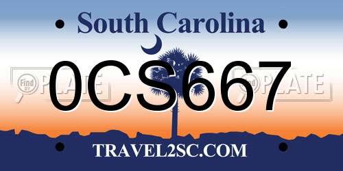0CS667 South Carolina License Plate