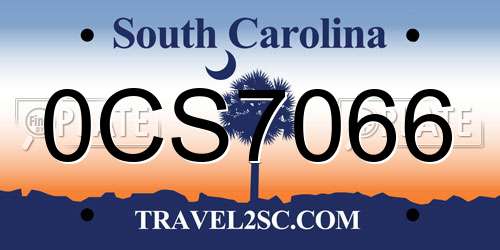 0CS7066 South Carolina License Plate