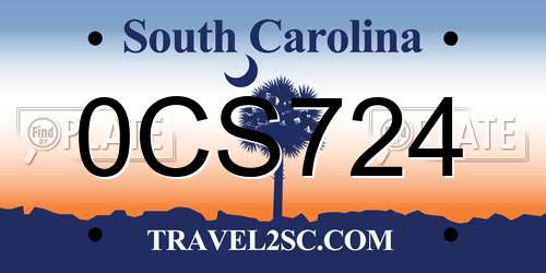 0CS724 South Carolina License Plate