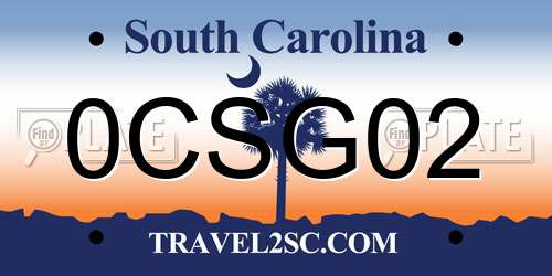0CSG02 South Carolina License Plate