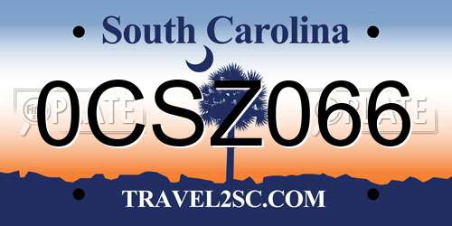 0CSZ066 South Carolina License Plate