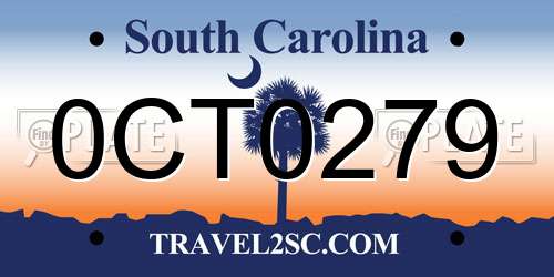 0CT0279 South Carolina License Plate