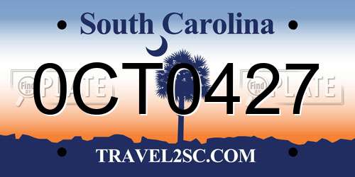 0CT0427 South Carolina License Plate