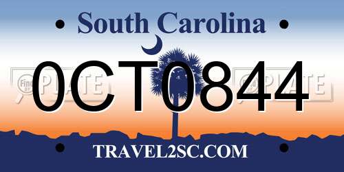 0CT0844 South Carolina License Plate