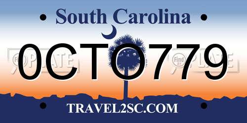 0CTO779 South Carolina License Plate
