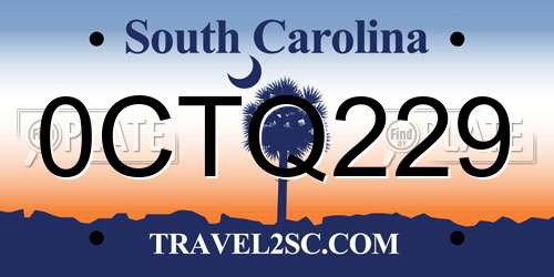 0CTQ229 South Carolina License Plate