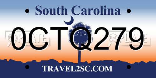 0CTQ279 South Carolina License Plate