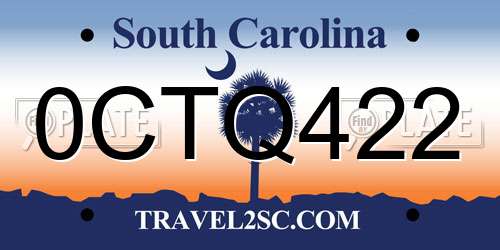 0CTQ422 South Carolina License Plate