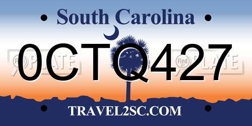 0CTQ427 South Carolina License Plate