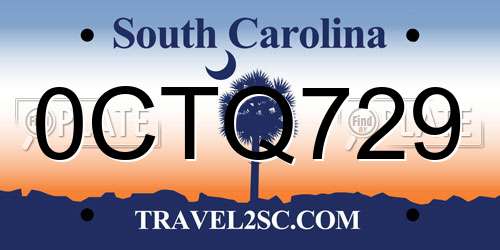 0CTQ729 South Carolina License Plate