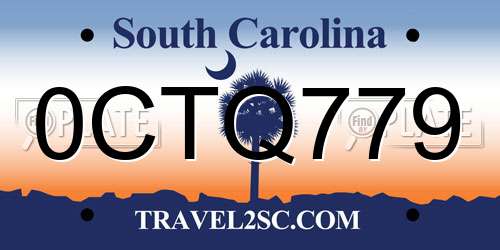 0CTQ779 South Carolina License Plate