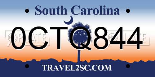 0CTQ844 South Carolina License Plate