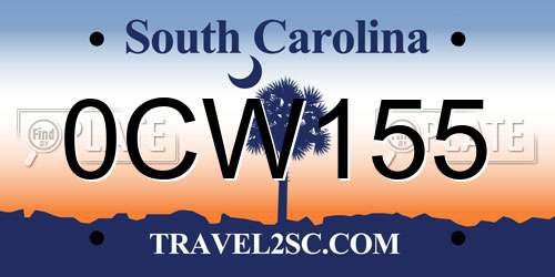 0CW155 South Carolina License Plate