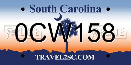 0CW158 South Carolina License Plate