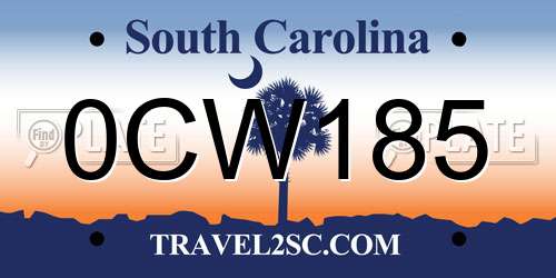 0CW185 South Carolina License Plate
