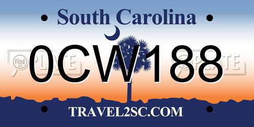 0CW188 South Carolina License Plate