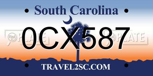 0CX587 South Carolina License Plate