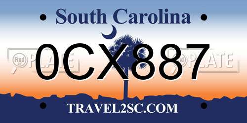 0CX887 South Carolina License Plate