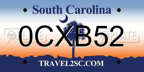 0CXB52 South Carolina License Plate