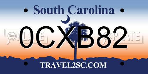 0CXB82 South Carolina License Plate