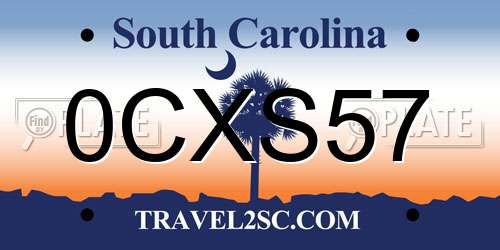 0CXS57 South Carolina License Plate